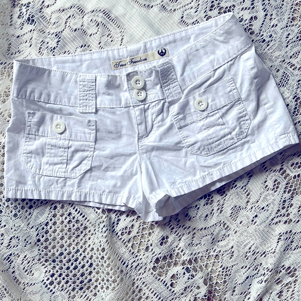 Low Rise White linen Shorts